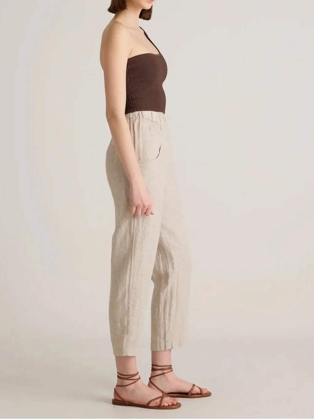 Quince 100% European Linen Tapered Ankle Pants in Flax XS